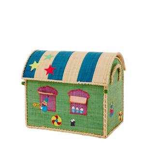 Small Circus Raffia Play & Toy Storage Basket - Rice DK
