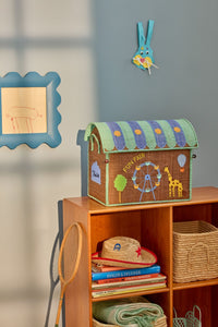 Small Blue Fun Fair Raffia Play & Toy Storage Basket - Rice DK