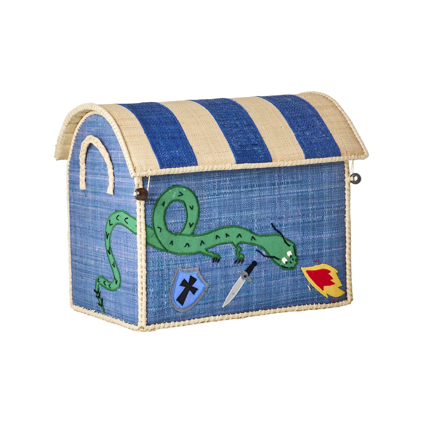 Small Dragon Raffia Play & Toy Storage Basket - Rice DK