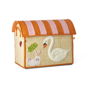 Small Pink Wildlife Raffia Play & Toy Storage Basket - Rice DK