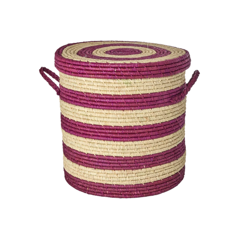 Medium Aubergine Raffia Laundry Basket - Rice DK