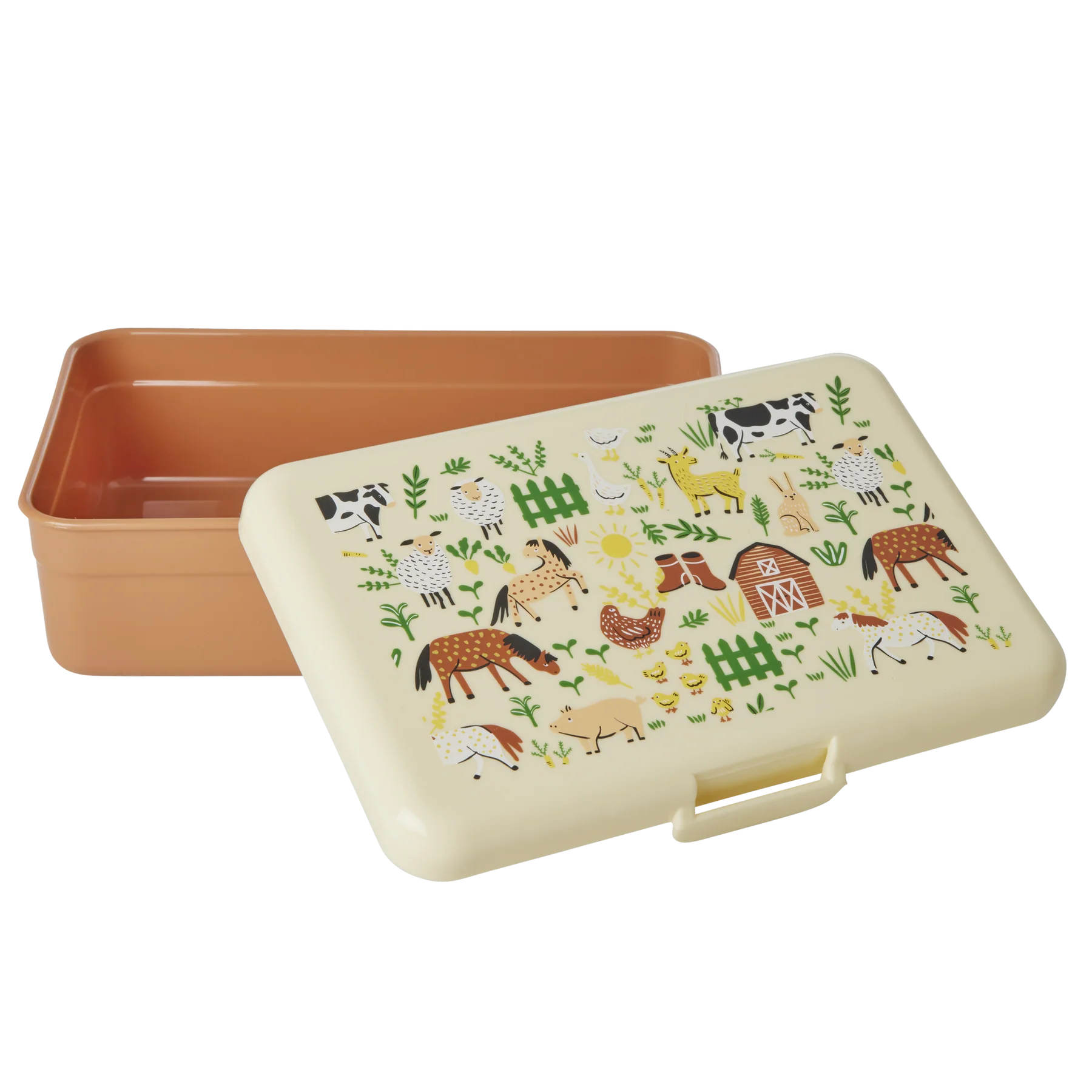 Brown Farm Print Large Lunch box - Rice DK