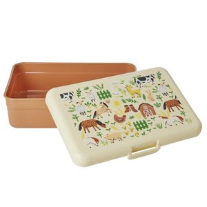 Brown Farm Print Large Lunch box - Rice DK