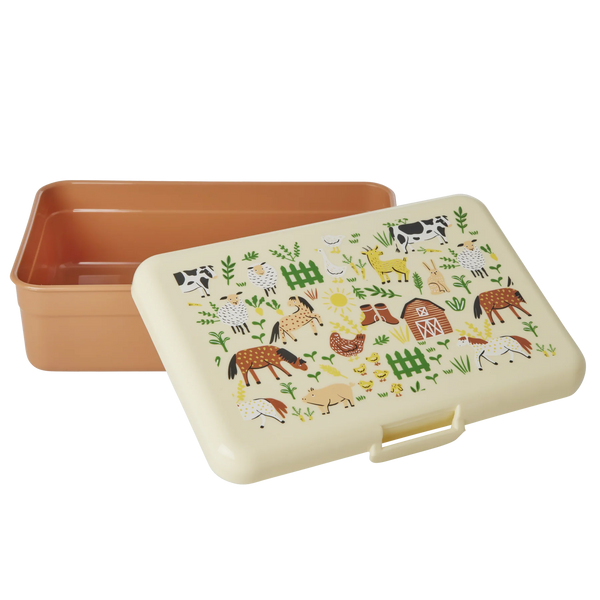 Brown Farm Print Large Lunch box - Rice DK