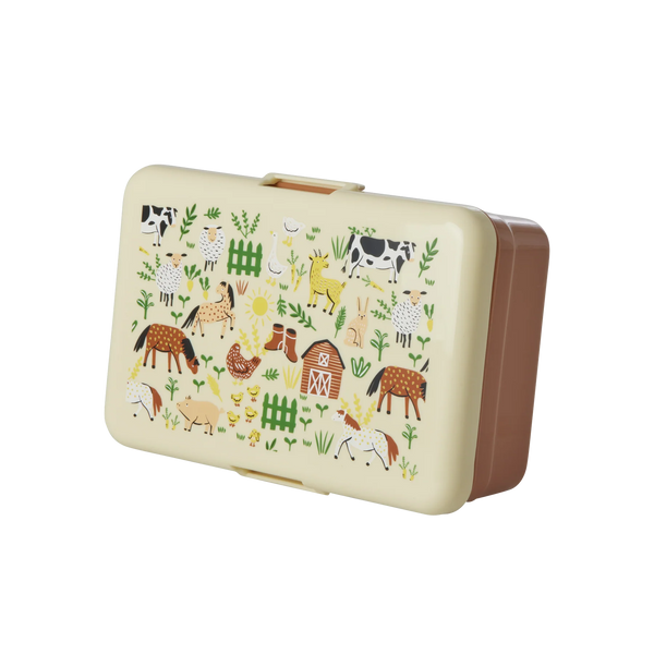 Brown Farm Print Large Lunch box - Rice DK