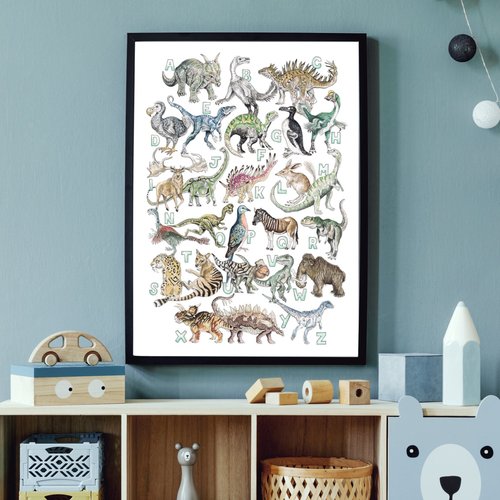 The Don't Forget Me Dinosaur Alphabet Print - A3 - Kathryn Pow Art