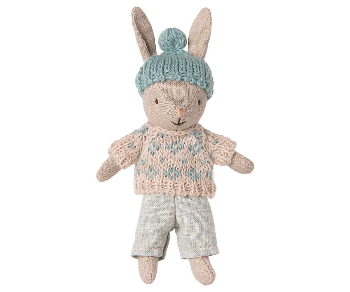 Micro Sand Winter Rabbit in Mint - Maileg