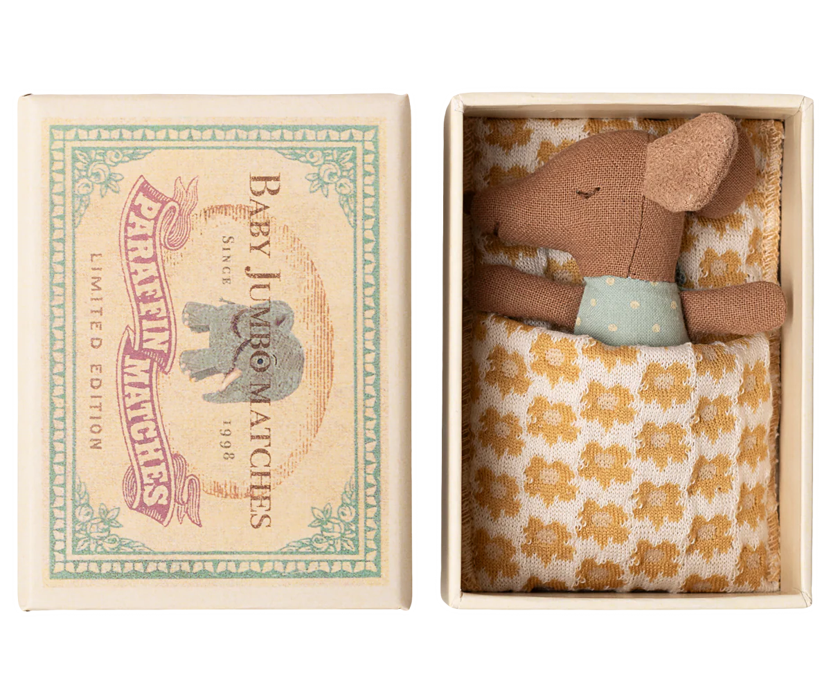 Blue Sleepy Wakey Baby Mouse in Matchbox - Maileg