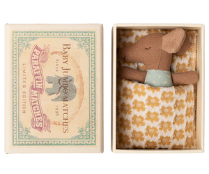 Blue Sleepy Wakey Baby Mouse in Matchbox - Maileg