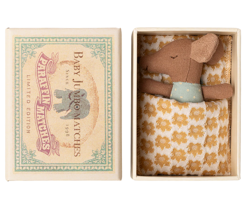 Blue Sleepy Wakey Baby Mouse in Matchbox - Maileg