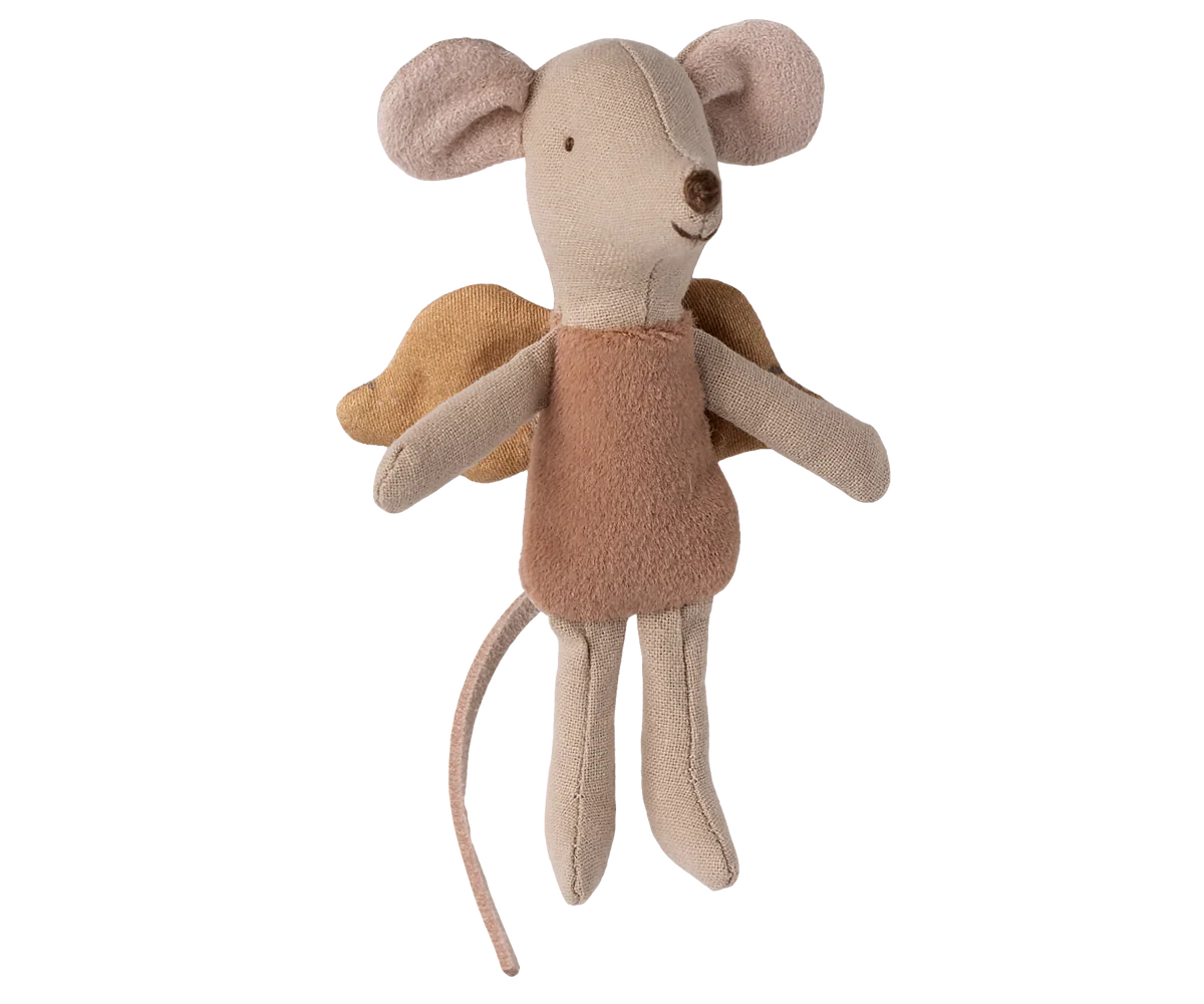 Stuffed toy mouse with a soft texture on a white background