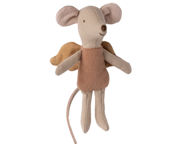 Stuffed toy mouse with a soft texture on a white background