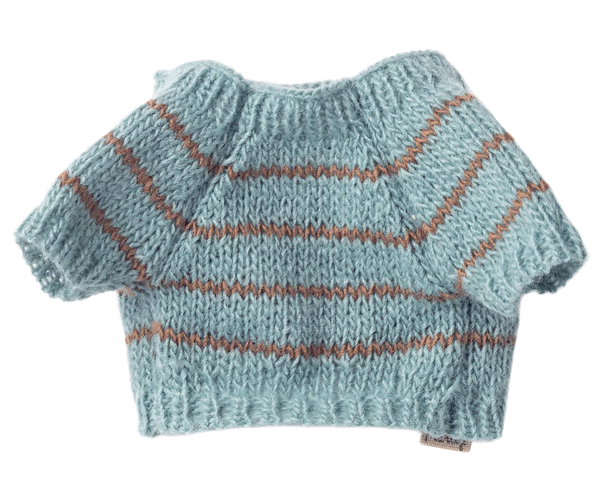Knitted sweater with striped pattern on a white background