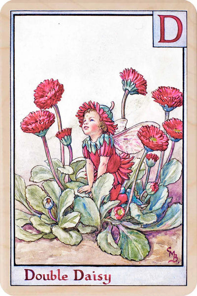 Double Daisy Fairy Wooden Postcard