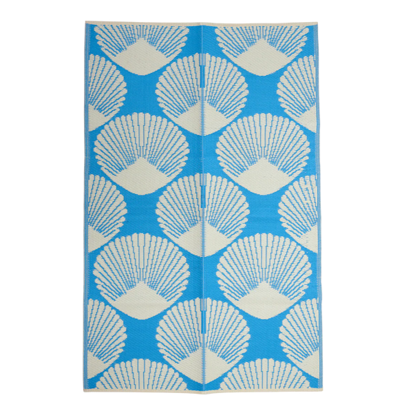Blue Seashell Recycled Plastic Runner - Rice DK
