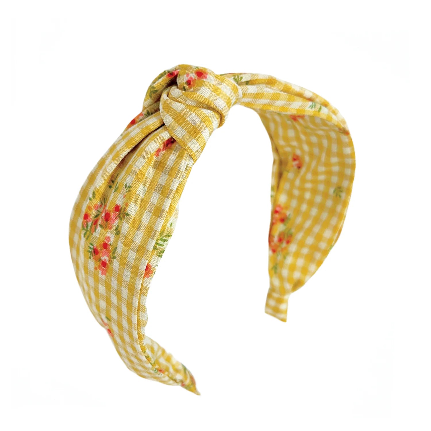 Yellow Floral Gingham Headband - Rockahula