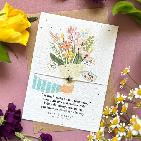 Happy Birthday - Plant a Wish Adjustable Charm Bracelet - by Mollie&Izzie