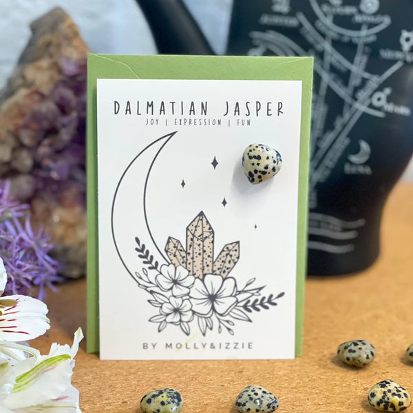 Dalmation Jasper Crystal on Card - by Molly&Izzie