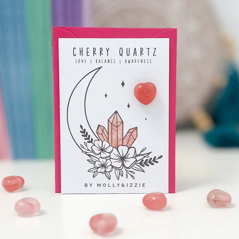 Cherry Quartz Crystal on Card - by Molly&Izzie