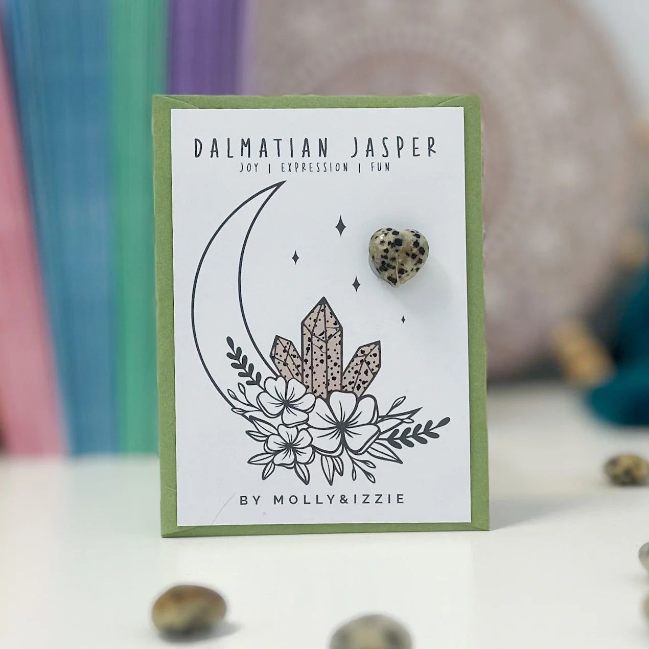 Dalmation Jasper Crystal on Card - by Molly&Izzie