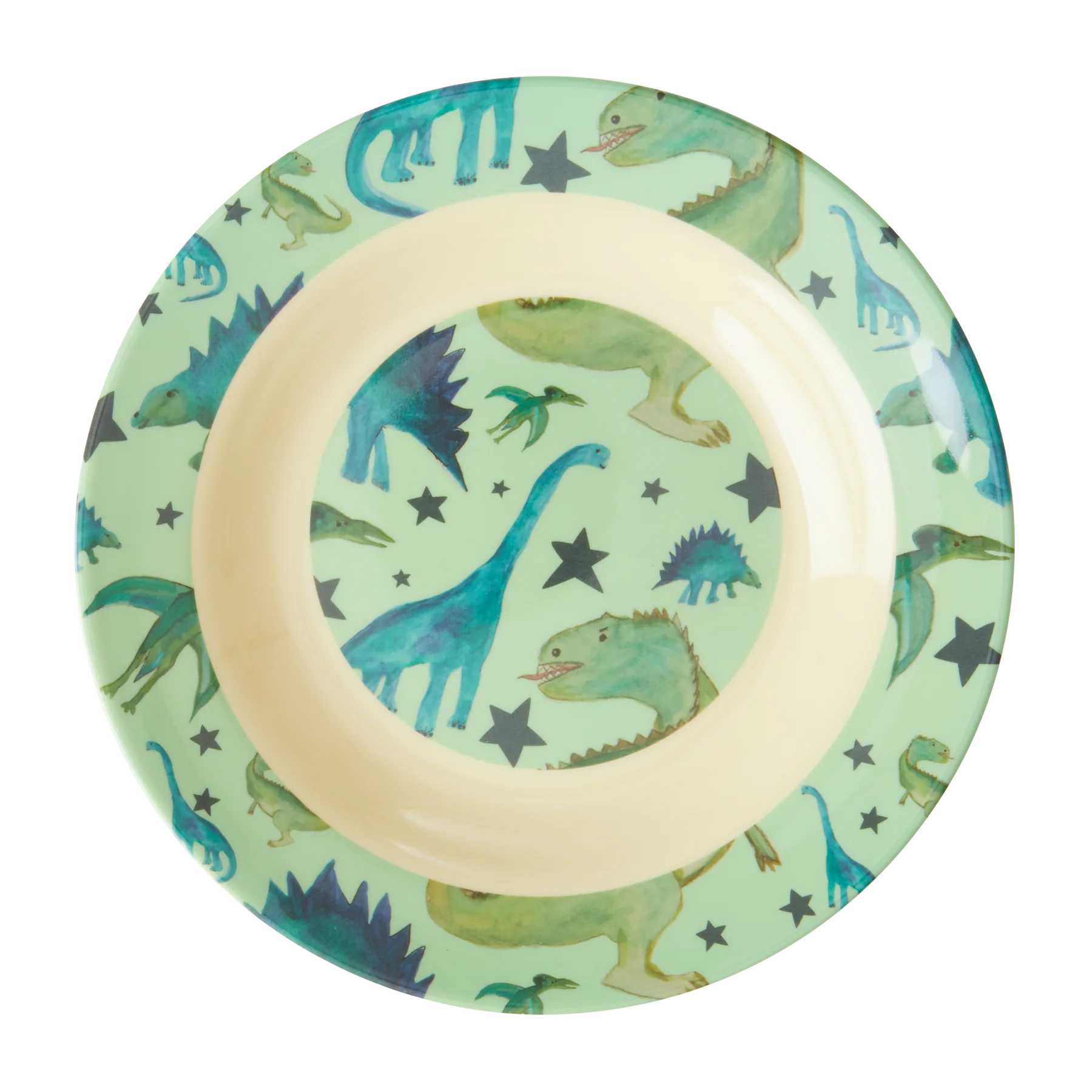 Mint Dinosaur Print Melamine Bowl - Rice DK