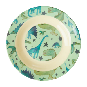 Mint Dinosaur Print Melamine Bowl - Rice DK