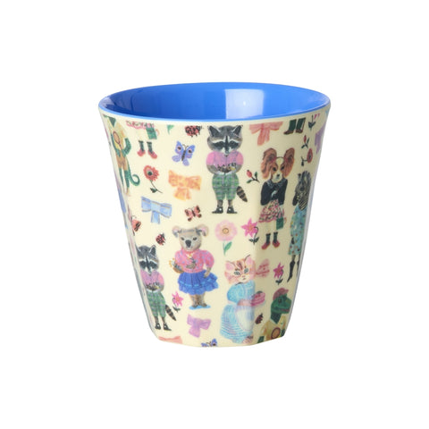 Front view of Small Blue Nathalie Lété Print Melamine Cup