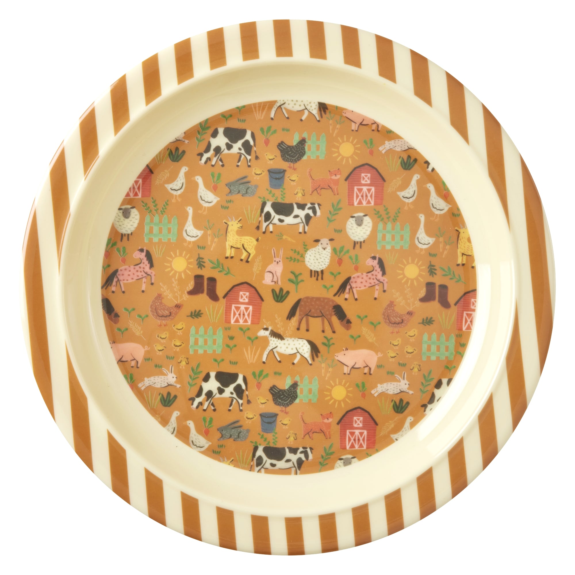 Brown Farm Print Melamine Plate - Rice DK