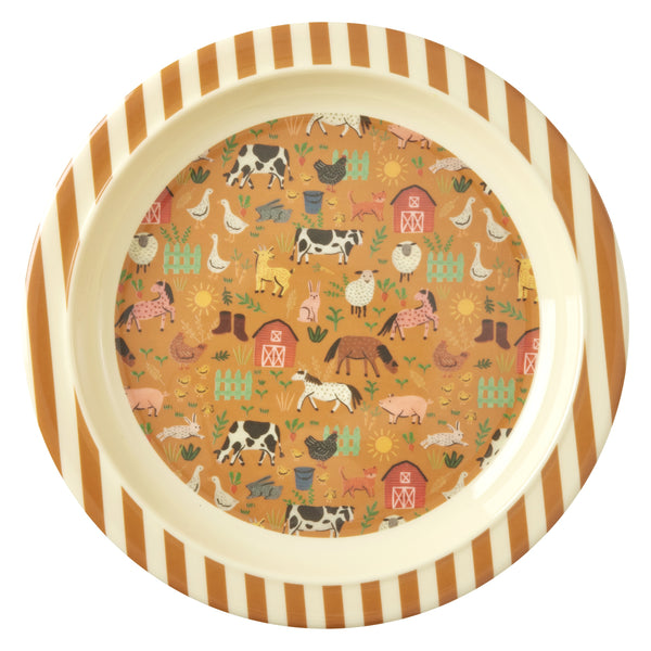 Brown Farm Print Melamine Plate - Rice DK