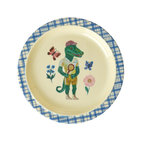 Blue Nathalie Lété Crocodile Print Melamine Plate