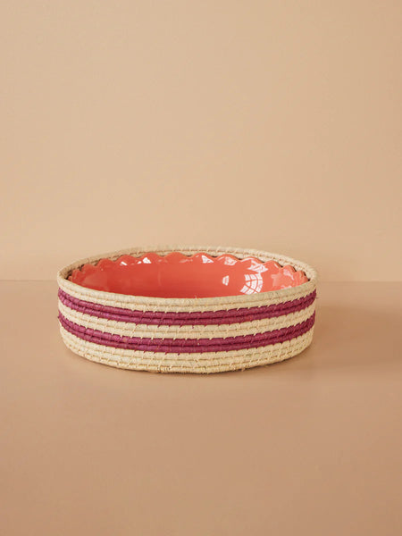 Large Aubergine Round Raffia Basket - Rice DK