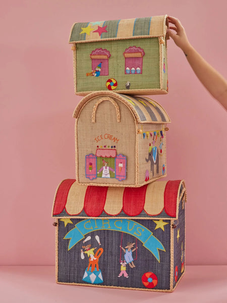 Circus Raffia Play & Toy Storage Baskets - Rice DK