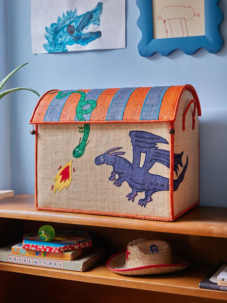 Large Dragon Raffia Play & Toy Storage Basket - Rice DK