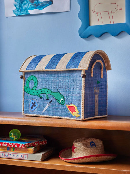 Small Dragon Raffia Play & Toy Storage Basket - Rice DK