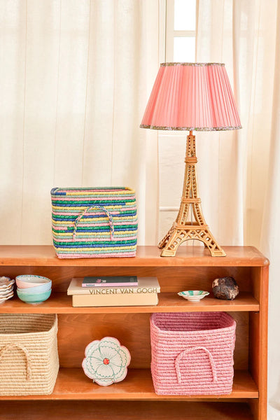Multicolour Square Raffia Storage Basket - Rice DK