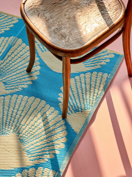 Blue Seashell Recycled Plastic Runner - Rice DK