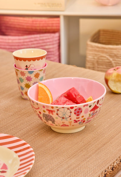 Pink Fun Fair Print Medium Melamine Bowl - Rice DK