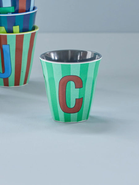 C Green Stripe Melamine Cup - Rice DK