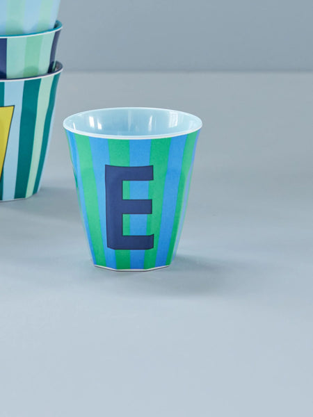 E Blue Stripe Melamine Cup - Rice DK