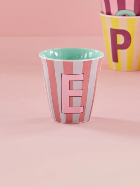 E Pink Stripe Melamine Cup - Rice DK