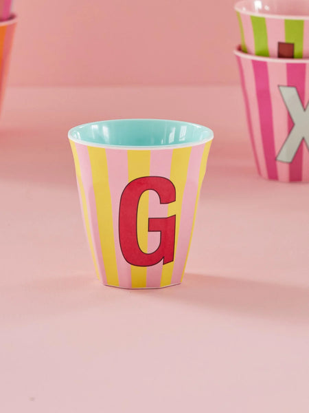 G Pink Stripe Melamine Cup - Rice DK