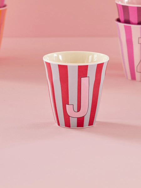 J Pink Stripe Melamine Cup - Rice DK
