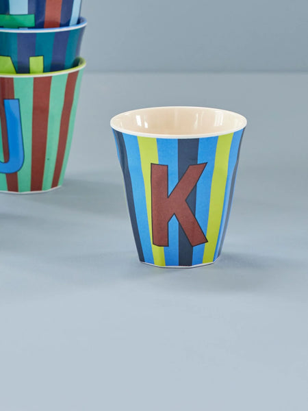 K Blue Stripe Melamine Cup - Rice DK