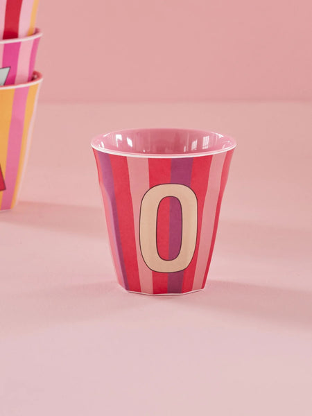 O Pink Stripe Melamine Cup - Rice DK