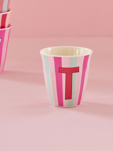 T Pink Stripe Melamine Cup - Rice DK