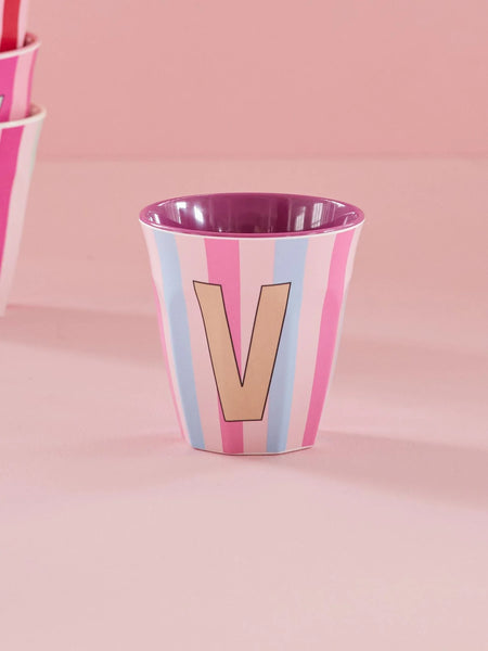 V Pink Stripe Melamine Cup - Rice DK