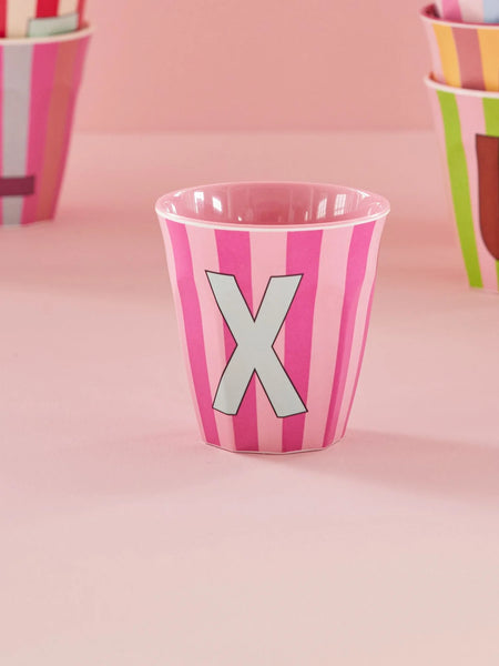 X Pink Stripe Melamine Cup - Rice DK