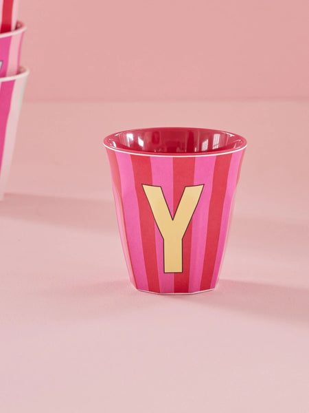 Y Pink Stripe Melamine Cup - Rice DK