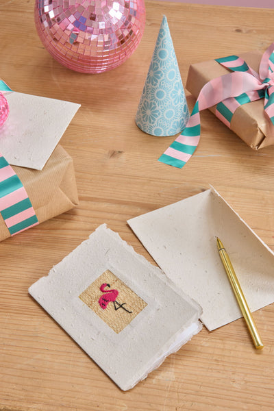 A5 Paper Card with Kids Embroidery and Envelope - Rice DK
