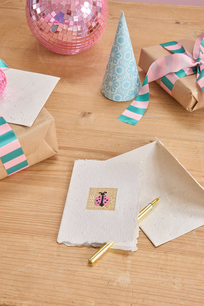 A5 Paper Card with Kids Embroidery and Envelope - Rice DK